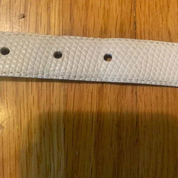 Pierre-G genuine lizard skin white belt, size 40